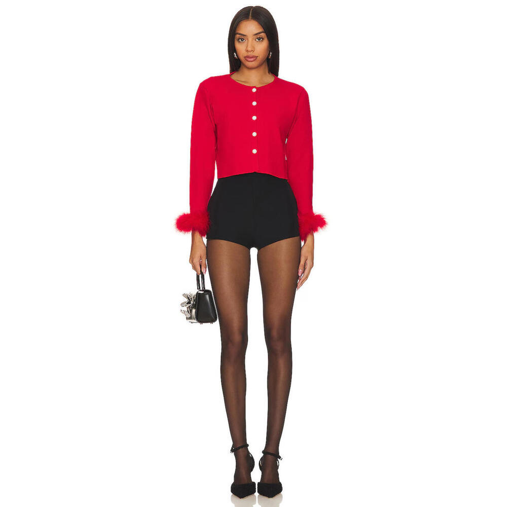 Sleeper Revolve Knit Cardigan Sweater Button Front Classy red XL NWT $290msrp